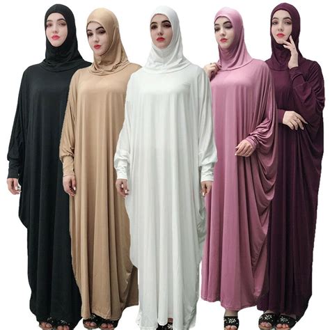 Details about Muslim Women Prayer Dress Dubai Khimar Long Hijab Jilbab ...