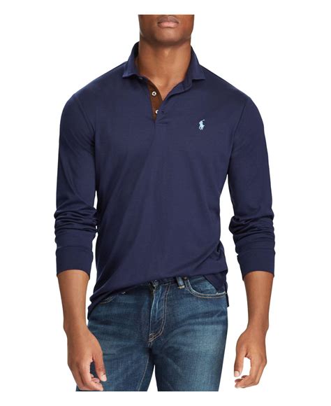 Polo Ralph Lauren Classic Fit Soft-touch Long Sleeve Polo Shirt in Navy (Blue) for Men - Lyst
