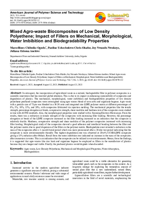 (PDF) Impact of Agro-waste Fillers on LDPE Biocomposites