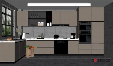 kitchen modern 3d design sketchup full set - 3D Stock : 3D Models for Professionals