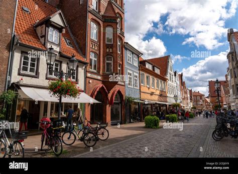 The old town of Lüneburg, pedestrian zone, Rosenstrasse, with medieval gabled houses, Lower ...