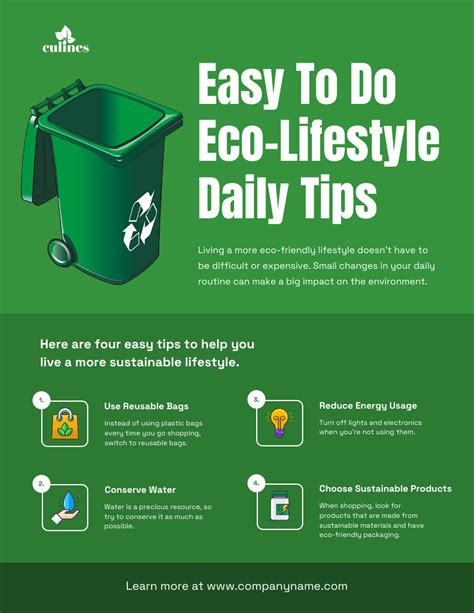 Green Eco-Lifestyle Daily Tips Poster - Venngage