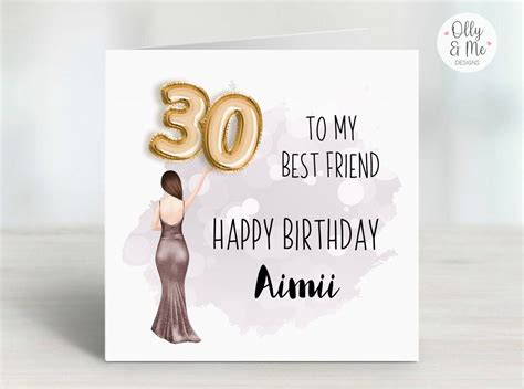 Personalised 30th Birthday Card to Best Friend Girls Thirtieth Keepsake ...