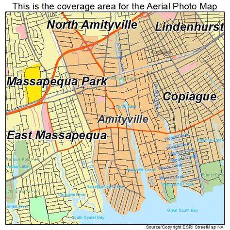 Aerial Photography Map of Amityville, NY New York