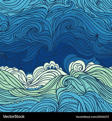 Ocean waves pattern 2 Royalty Free Vector Image