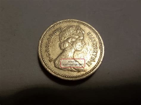 1983 One Pound Elizabeth Ii Coin From England Circulated