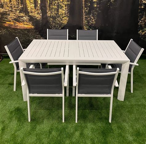 Set Tavolo con 6 SEDIE da Giardino da Esterno in Alluminio Bianco ...