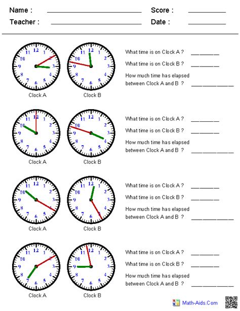 Time Worksheets | Time Worksheets for Learning to Tell Time