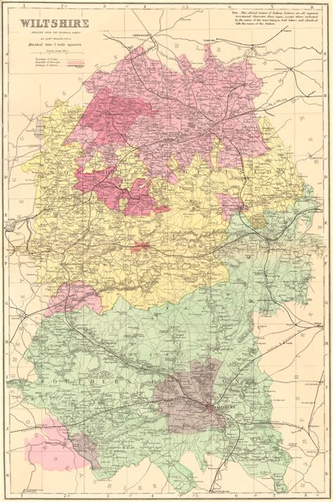 WILTSHIRE. Antique county map by GW BACON 1884 old plan chart