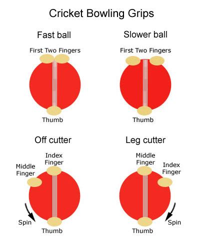 Cricket Bowling Grips Diagram - Sports Pictures, Photos, Images & Information