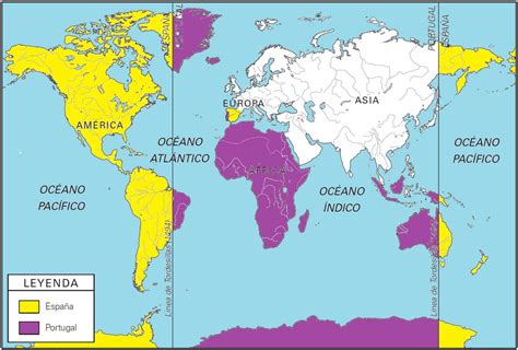 The Treaty of Tordesillas )1494) divided the newly discovered world ...