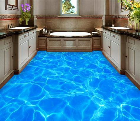 3D Blue Water Floor Mural 095 | AJ Wallpaper