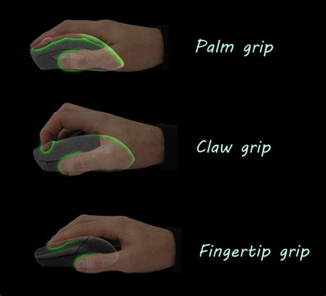 3 kiểu cầm chuột cơ bản: Palm, Claw và Fingertip