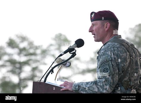 Outgoing 82nd Combat Aviation Brigade Commander Col. T. J. Jamison thanks the 82nd CAB Troopers ...