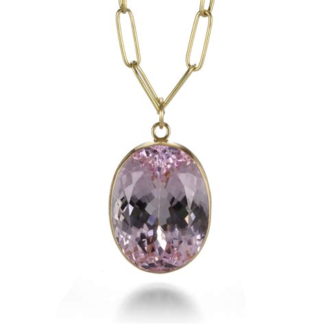 Oval Kunzite Pendant (Pendant Only) | Kunzite, Pendant, Handmade gold