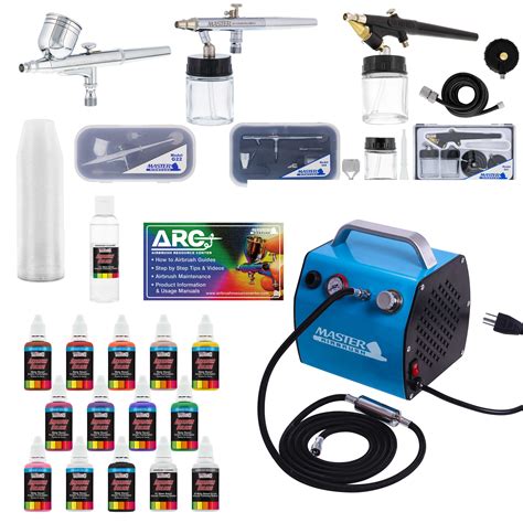 Pro 3 Airbrush System Kit Air Compressor 12 Color Paint Set Hobby Art - Walmart.com