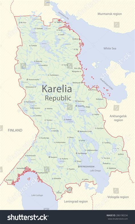 Detailed Map Karelia Republic Russia Stock Illustration 286190234 ...