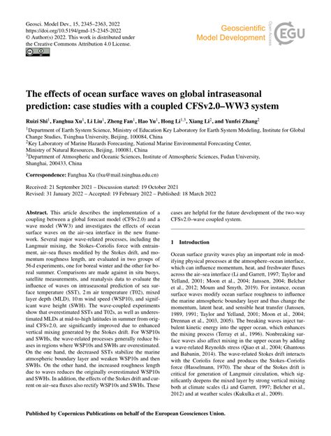 (PDF) The effects of ocean surface waves on global intraseasonal ...