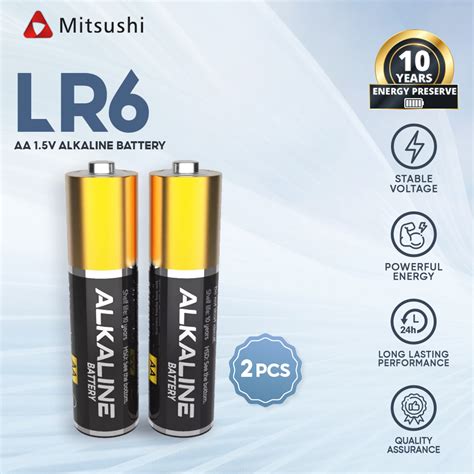 Mitsushi 18500 LR6 1.5V 2pcs. AA Alkaline Battery | Lazada PH