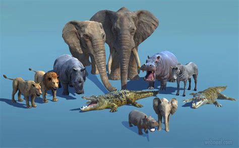 20 Realistic 3D Animal Models and character designs