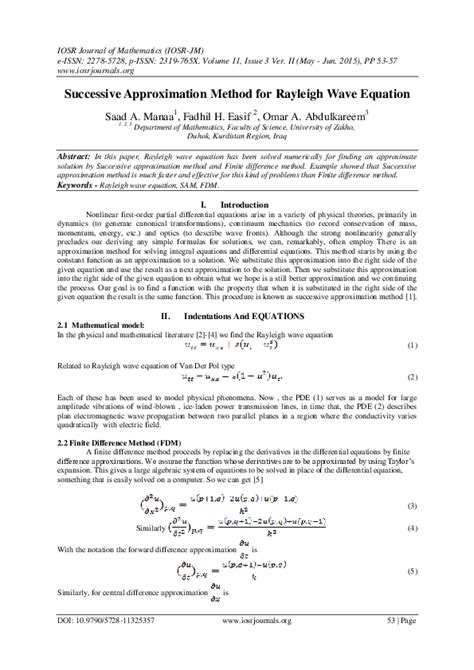 (PDF) Successive Approximation Method for Rayleigh Wave Equation | Saad A. Manaa Manaa ...