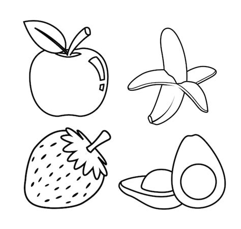 Premium Vector Fruit Coloring Book Line Art Of Fruit 0 | The Best Porn ...