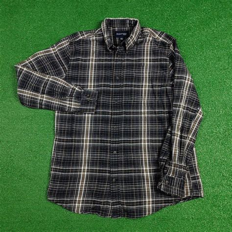 St Johns Bay Flannel Shirt Mens LT Tall Plaid Button... - Depop