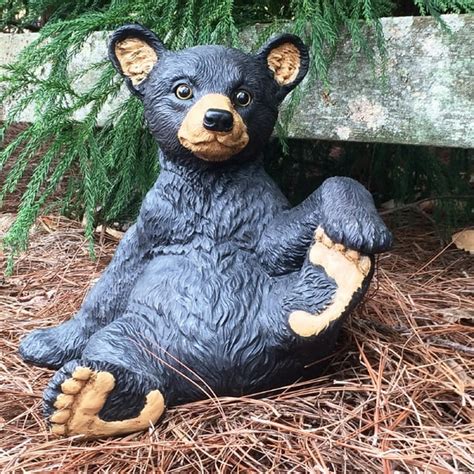 Homestyles 13"H Rustic Black Bear Outdoor Garden Animal Statue - Walmart.com - Walmart.com