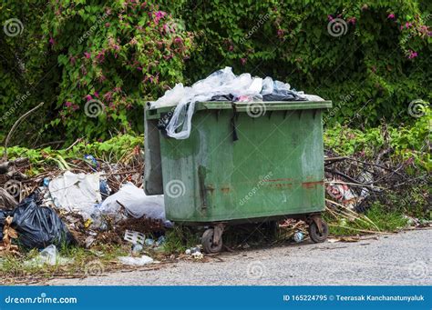 Trash Bin with Overflowing Garbage Stock Image - Image of empty ...