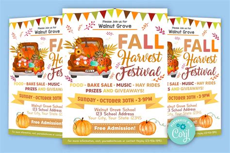 Editable Fall Harvest Festival Flyer School Church Community - Etsy