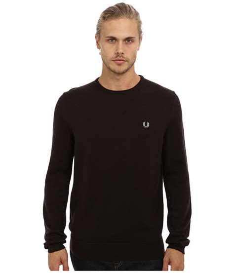 Get Cheap Fred Perry Classic Crew Neck Sweater Liquorice - Men's Crew Neck Sweaters