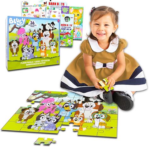 Bluey Floor Puzzle for Kids Set - Bundle with 36 Piece Bluey Floor Puzzle Plus Stickers, More ...