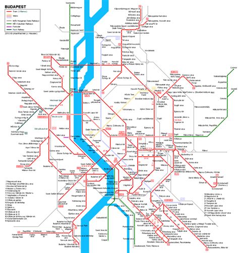 Straßenbahn Karte Budapest | Gedruckte Karte des Straßenbahnnetzes in Budapest, Ungarn mit ...