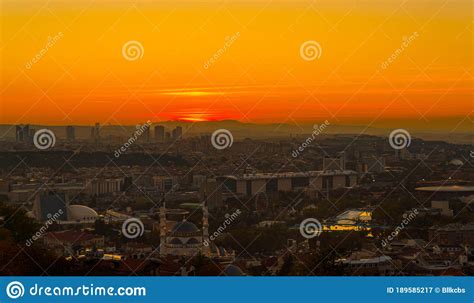 Cityscape View from Ankara Castle in the Sunset Stock Image - Image of ...