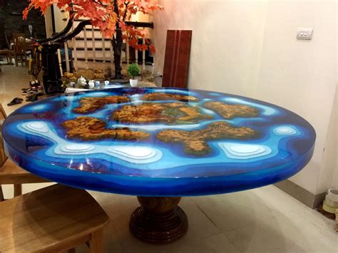 Wood and Epoxy Resin Round Table / Live edge epoxy river table | Etsy