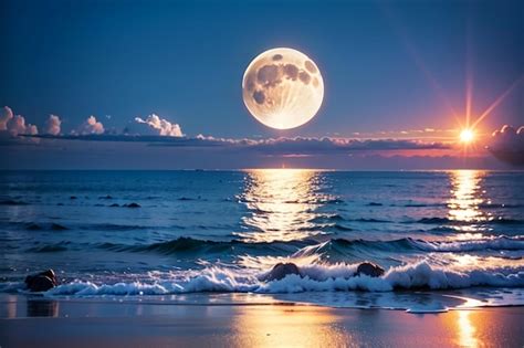 Premium AI Image | A full moon over the ocean