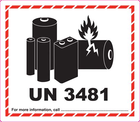 UN 3481 Battery Labels 126mm x 110mm - Limpet Labels