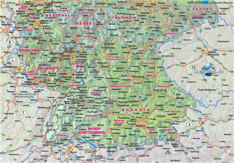 Southwest Germany map - Large map of Germany (Western Europe - Europe)