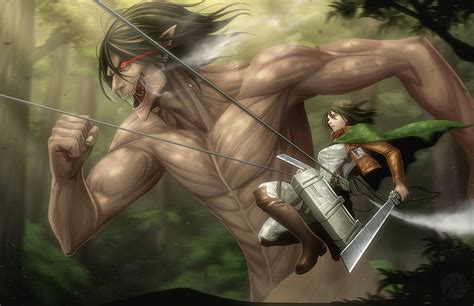 Download Eren Yeager Mikasa Ackerman Attack On Titan Anime HD Wallpaper