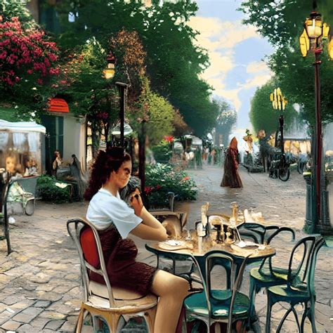 Intricate French Street Cafe Painting · Creative Fabrica