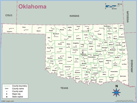 Oklahoma County Outline Wall Map by Maps.com - MapSales