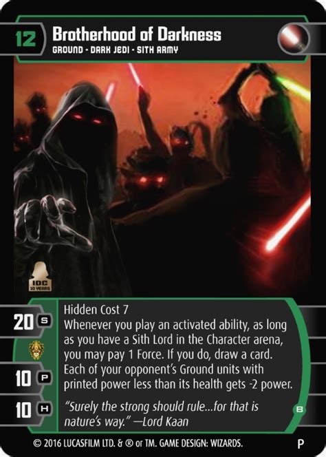 Brotherhood of Darkness (B) Card - Star Wars Trading Card Game