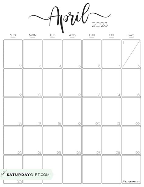 April 2022 Calendar Printable