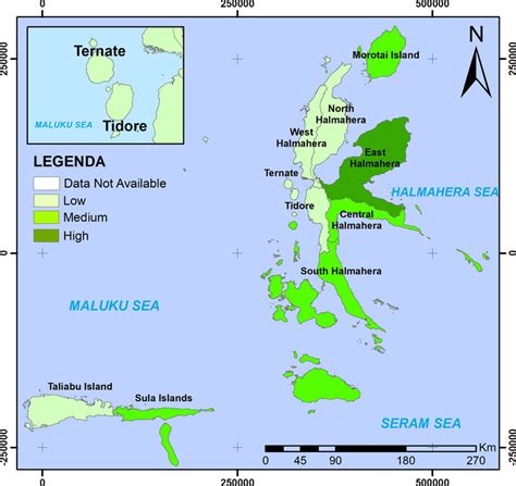 Map of land carrying capacity in North Maluku Province, (a) 2010 and ...