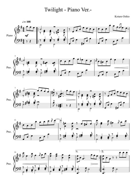 Twilight - Piano Arrangement sheet music for Piano download free in PDF or MIDI