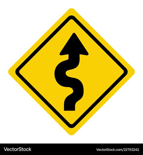 Winding road sign Royalty Free Vector Image - VectorStock