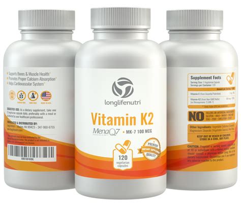 Vitamin K2 MK-7 100 Mcg - 120 Veggie Capsules – LongLifeNutri