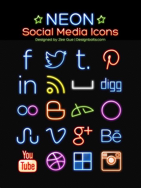 Neon Free Social Media Icons 2014