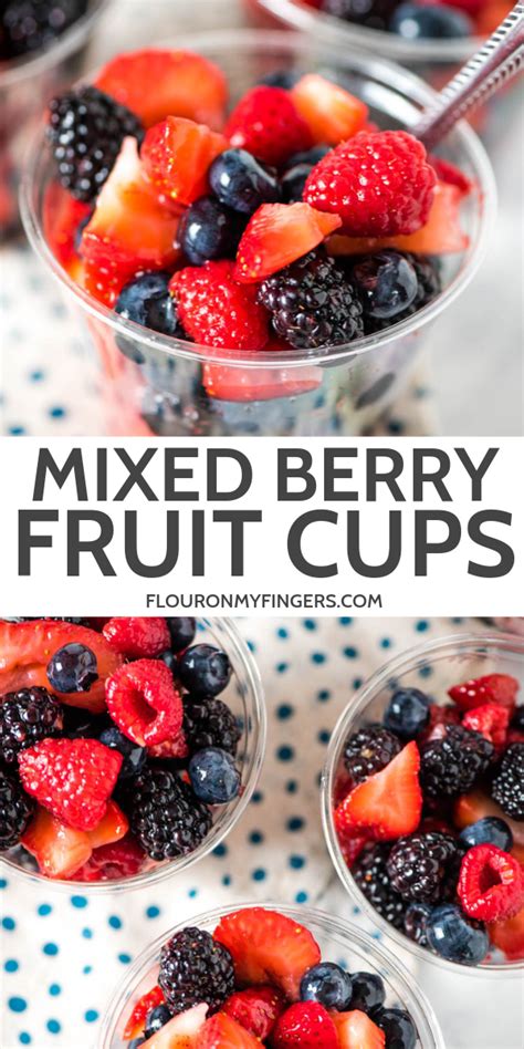 Make individual homemade fruit cups with fresh mixed berries topped with whipped cream. Easy ...