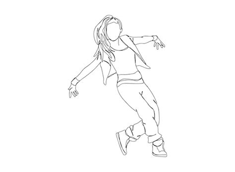 Premium Vector | Hip hop dancer single-line art drawing continues line vector illustration